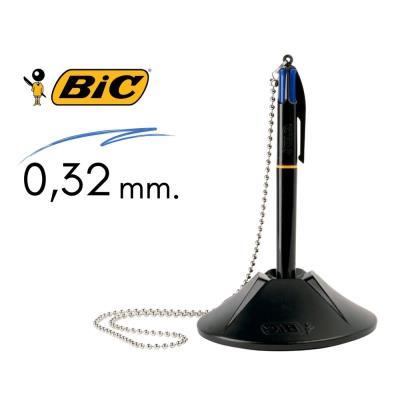 BOLÍGRAFO BIC 4 COLORES CON PEANA Y CADENA RETRÁCTIL (918515)