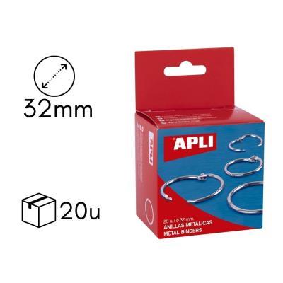 ANILLAS METÁLICAS APLI CAJA DE 20 UDS. 32 MM. DIAMETRO (00453)