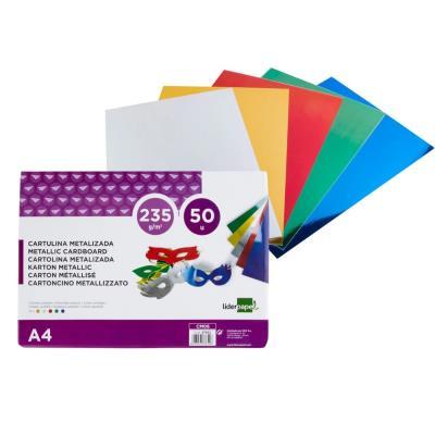 CARTULINA METALIZADA 5 COLORES PAQ. 50H. LIDERPAPEL (37652)