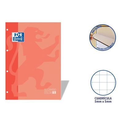 RECAMBIO OXFORD EUROPEANBOOK ENCOLADO A4 80 H. 90 GRS. CDLA. 5 CON RECUADRO MELOCOTÓN (400121584)