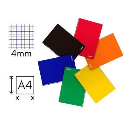 CUADERNO ESPIRAL CARLIN A4 TAPA DURA 80H 90GR CUADRO 4MM CON MARGEN COL. SURT. (85787)