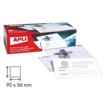 TARJETA APLI IDENTIFICACIÓN CON PINZA + ALFILER 90 X 56 MM. (11746)