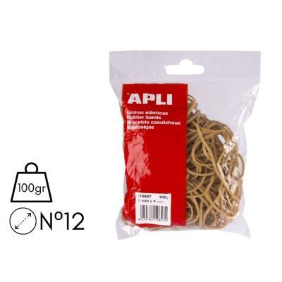 GOMAS ELÁSTICAS APLI BOLSA 100 GRS. 12 CM. (12857)