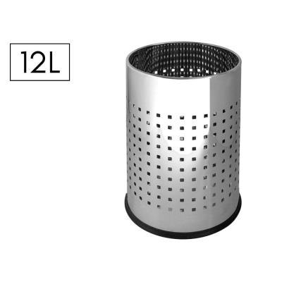 PAPELERA Q-CONNECT METÁLICA PERFORADA 250X325 MM. 12 L. CROMADO (29629)