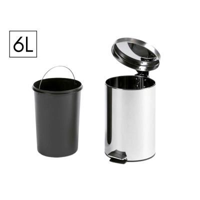 PAPELERA Q-CONNECT METÁLICA PEDAL CROMADA 32X21 CM. 6 L. (36095) (KF04225)