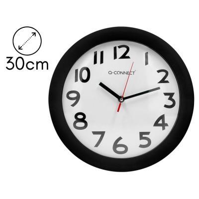 RELOJ Q-CONNECT DE PARED REDONDO 30 CM. MARCO NEGRO (22367)