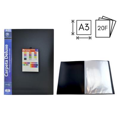 CARPETA O. BOX FLEXIBLE 20 FUNDAS A3 SERIE DELUXE NEGRO (12168)