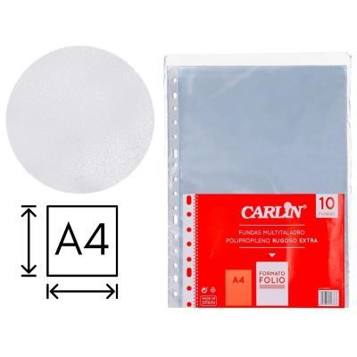 PACK 10 FUNDAS CARLIN P.P. RUGOSO EXTRA Fº 16 TALADROS PIEL NARANJA 80 MICRAS (A17492847)