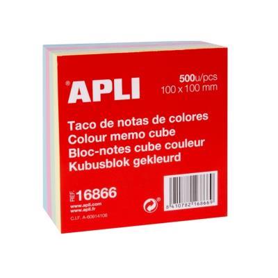 TACO NOTAS APLI PAPEL ENGOMADO COLORES 100 X 100 MM. 500 HOJAS (16866)