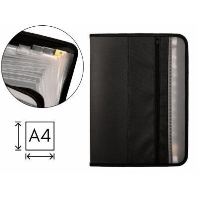 CARPETA CLASIFICADOR LIDERPAPEL FUELLE P.P. A4 13 DEPARTAMENTOS CIERRE CREMALLERA NEGRO (165930)