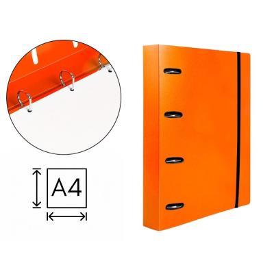 CARPETA CON RECAMBIO LIDERPAPEL A4 4 ANILLAS 25 MM. P.P. 100 HOJAS 80 GRS. NARANJA (160030)