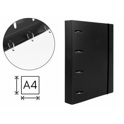 CARPETA CON RECAMBIO LIDERPAPEL A4 4 ANILLAS 25 MM. P.P. 100 HOJAS 80 GRS. NEGRO (160024)