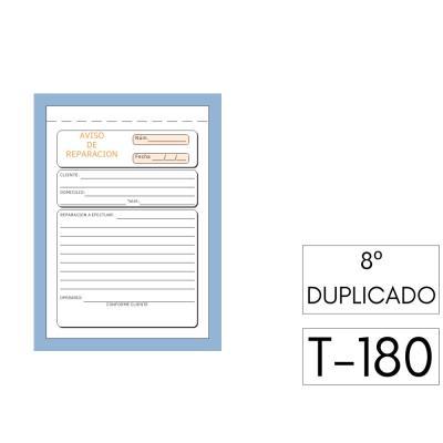 TALONARIO AVISO REPARACION 1/8 DUPLICADO AUTOCOPIANTE NETO