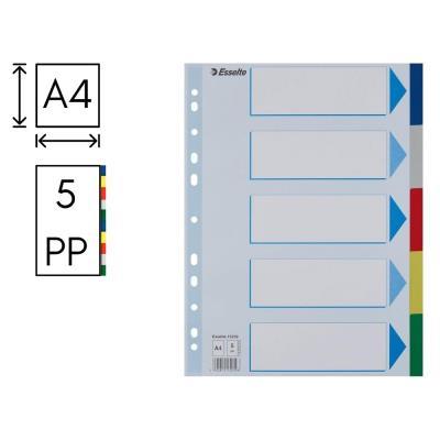 SEPARADOR ESSELTE CARTÓN ÍNDICE COLOR 5 POSICIONES A4 (100191)