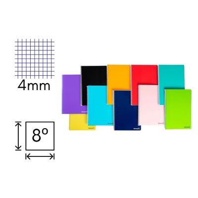 CUADERNO LIDERPAPEL BOLSILLO 8º TAPA BLANDA 80 HOJAS 60 GRS. CUADRO 4 MM. COL. SURT. (9860)