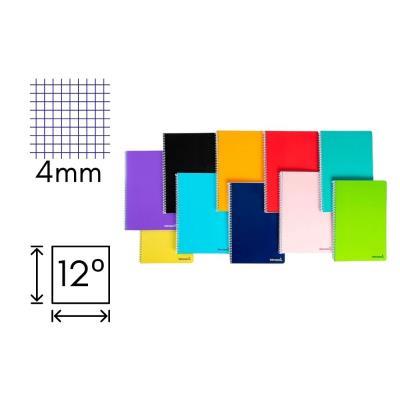 CUADERNO LIDERPAPEL BOLSILLO DOCEAVO TAPA BLANDA 80 HOJAS 60 GRS. CUADRO 4 MM. COL. SURT. (9862)