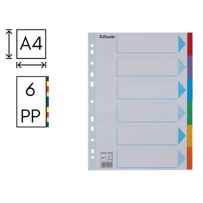SEPARADOR ESSELTE CARTÓN ÍNDICE COLOR 6 POSICIONES A4 (100192)
