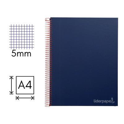 CUADERNO LIDERPAPEL A4 MICRO JOLLY TAPA FORRADA 140 HOJAS 75 GRS. CUADRO 5 MM. 4 TALADROS AZUL