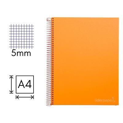 CUADERNO LIDERPAPEL A4 MICRO JOLLY TAPA FORRADA 140 HOJAS 75 GRS. CUADRO 5 MM. 4 TALADROS NARANJA (9