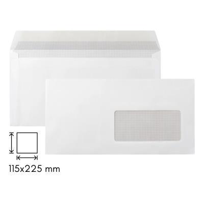 CAJA 500 SOBRES 115X225 BLANCO 90GR AUTODEX VENTANA DCHA.