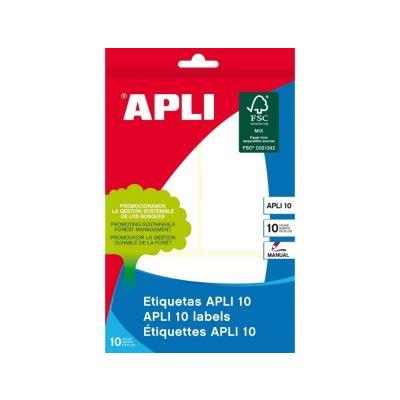 ETIQUETAS BLANCAS APLI 10 53X100 MM. ESCRITURA MANUAL 10 HOJAS (01660)
