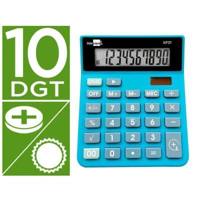 CALCULADORA LIDERPAPEL SOBREMESA XF21 10 DÍGITOS SOLAR Y PILAS AZUL (163486)