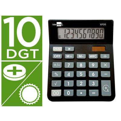 CALCULADORA LIDERPAPEL SOBREMESA XF20 10 DÍGITOS SOLAR Y PILAS NEGRO (163485) (204296NG)