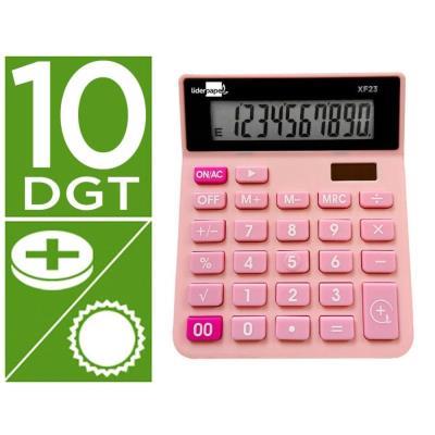 CALCULADORA LIDERPAPEL SOBREMESA XF23 10 DÍGITOS SOLAR Y PILAS ROSA (163488)