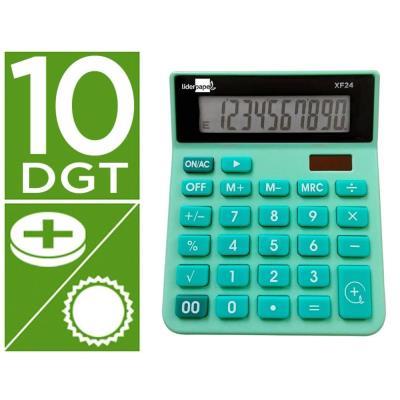 CALCULADORA LIDERPAPEL SOBREMESA XF24 10 DÍGITOS SOLAR Y PILAS VERDE (163489)