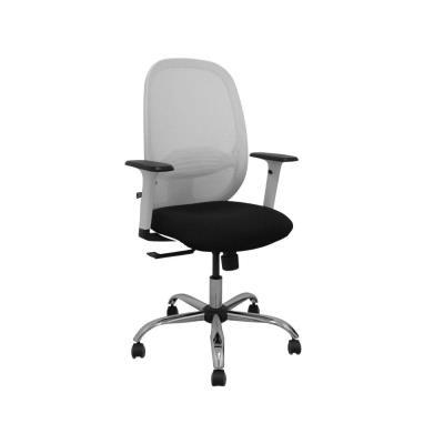 SILLA CILANCO BLANCA MALLA NEGRA ASIENTO BALI NEGRO BRAZO REGULABLE