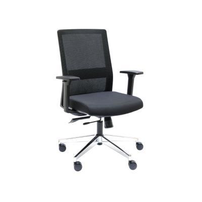 SILLA NIZA NEGRA, SISTEMA SINCRO BRAZOS 1D ESTRUCTURA CON ASIENTO Y RESPALDO NEGRO BASE DE ALUMINIO