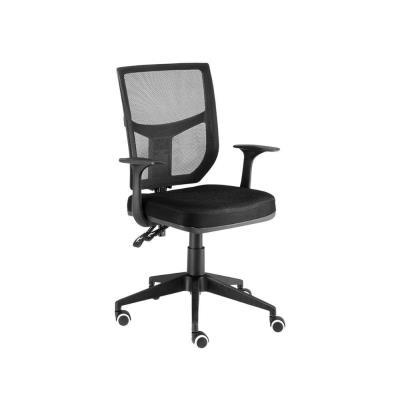 SILLA ROMA RESPALDO DE MALLA ALTA RESISTENCIA, CONTACTO PERMANENTE Y BRAZOS FIJOS NEGRO