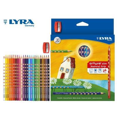 LAPIZ TRIANGULAR LYRA ERGONOMICO GROOVE SLIM 24 UDS. + SACAPUNTAS REGALO (2821240)