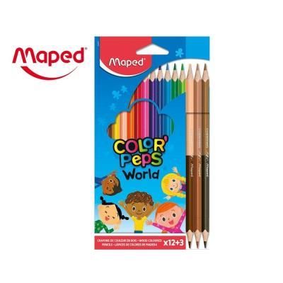 LÁPICES DE COLORES MAPED COLORPEPS 12 + 3 DUO TONOS DE PIEL (832071)