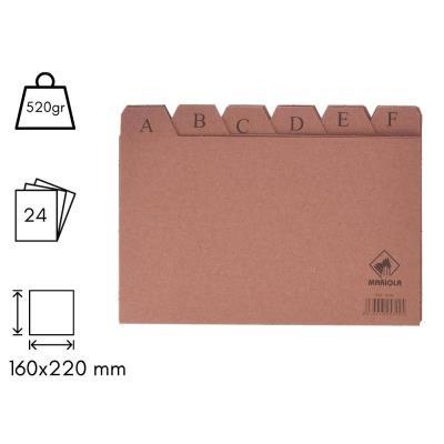 INDICES FICHERO CARTÓN LIDERPAPEL 160X220 MM. (3817)