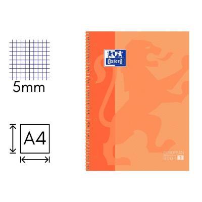 CUADERNO OXFORD EUROPEANBOOK 1 A4 80 HOJAS 90 GRS. CDLA. 5 CON RECUADRO NARANJA FLU (400040982)