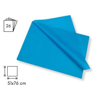 PACK DE 26H PAPEL SEDA COLOR AZUL TURQUESA