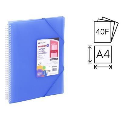 CARPETA CARCHIVO ESPIRAL 40 FUNDAS P.P. A4 + SOBRE + GOMA DE CIERRE AZUL (53024050)