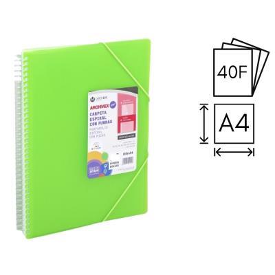 CARPETA CARCHIVO ESPIRAL 40 FUNDAS P.P. A4 + SOBRE + GOMA DE CIERRE VERDE (53024054)