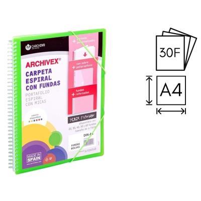 CARPETA CARCHIVO ESPIRAL CANGURO 30 FUNDAS P.P. A4 + SOBRE + GOMA DE CIERRE VERDE (53033054)