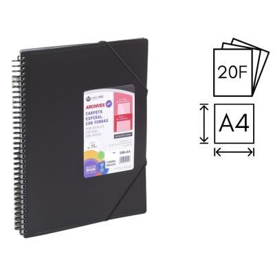CARPETA CARCHIVO ESPIRAL 20 FUNDAS P.P. A4 + SOBRE + GOMA DE CIERRE NEGRO (53022006)
