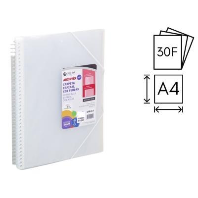 CARPETA CARCHIVO ESPIRAL 30 FUNDAS P.P. A4 + SOBRE + GOMA DE CIERRE TRANSPARENTE (53023002)