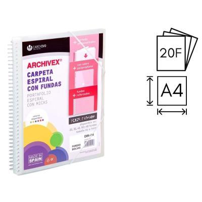 CARPETA CARCHIVO ESPIRAL CANGURO 20 FUNDAS P.P. A4 + SOBRE + GOMA DE CIERRE TRANSPARENTE (53032002)