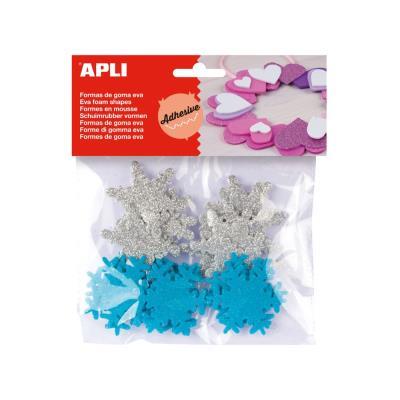 FORMAS GOMA EVA  ADHESIVA PURPURINA COPO DE NIEVE 22UNI APLI