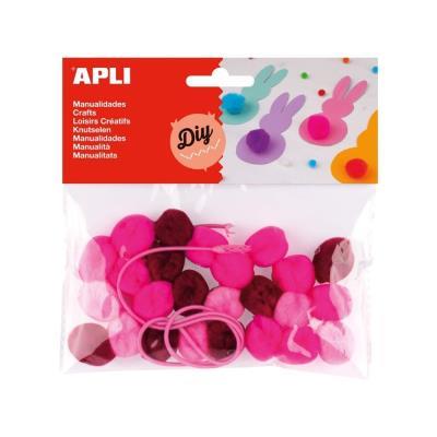 PAQ. POMPONES TONOS ROSAS COLLAR 25UDD