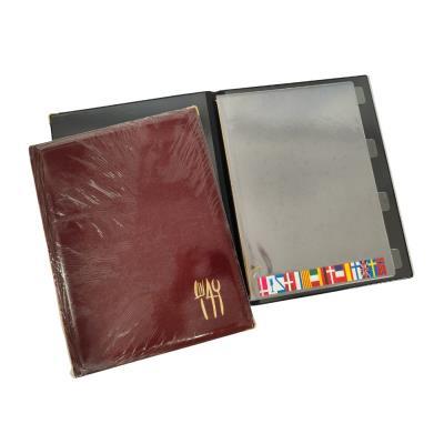 PORTA MENU FOLIO  CON CORDON BURDEOS