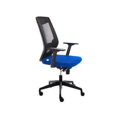 SILLA ROCADA OFICINA REGULACIÓN LUMBAR RESPALDO MALLA ASIENTO TAPIZADO AZUL (RD908-3)