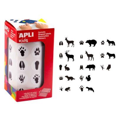 ROLLO DE GOMETS CON TEMÁTICA HUELLAS DE ANIMALES DEL BOSQUE DE TAMAÑO 20 APLI