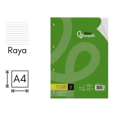 RECAMBIO LIDERPAPEL LINEAS A4 100H 75GR  CON MARGEN 4 TALADROS  (RF06)