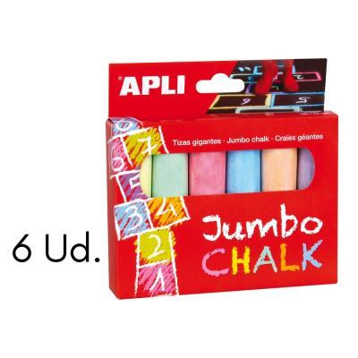 TIZAS  JUMBO REDONDAS 6 COLORES SURT.  (14367)  APLI